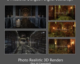 Medieval Dungeon Digital Backdrops, RPG Photography (6K Resolution)