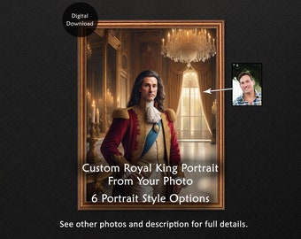 Custom Royal King Portrait from Photo, Personalized Digital Painting (Digital Download)
