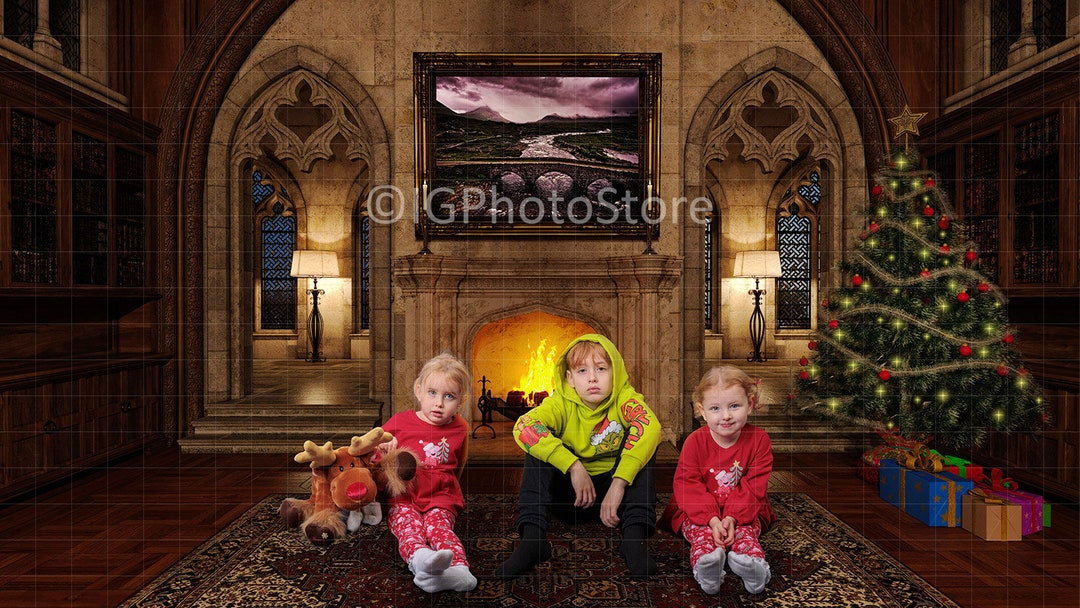 Christmas Digital Background, Xmas Family Portrait Backdrop, Gothic ...