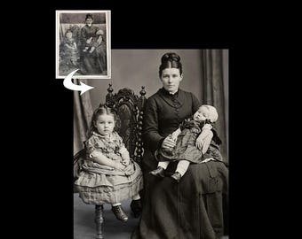 Photo Restoration, Damaged Photograph Repair, Faded Stained Scratched Torn Image Enhancement (Digital File)