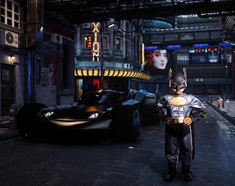 Arrière-plan numérique super-héros, toile de fond cosplay, arrière-plan photo composite pour super-héros, modèle Photoshop