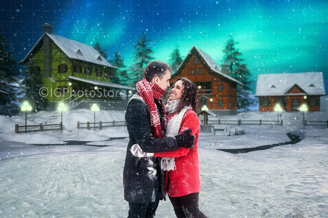 Winter Family Portrait Digital Backdrop Snow Scene - Etsy