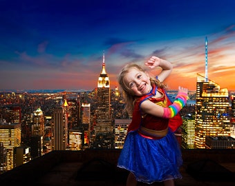 Superhero Background, Rooftop Digital Backdrop, City at Night Digital Background, Superhero Cosplay Backdrop, Night Time Cityscape Backdrop