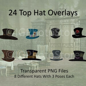 Top Hat Overlays, Whimsical Hats for Composite Portraits, PNG Wonderland Hats, Digital Costume Parts, Cosplay Clip Art, Digital Props