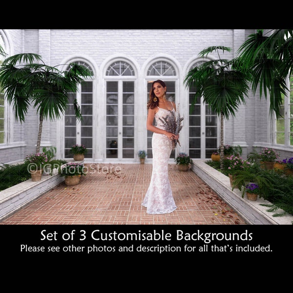 Victorian Conservatory Digital Backdrops, Vintage Greenhouse Backgrounds for Composite Portrait Photography, Bridal or Maternity Photos