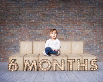 6 Months Baby Digital Backdrop, Six Month Baby Milestone Background, Baby Photo Backdrops, Baby Boy or Girl, Digital Studio Prop