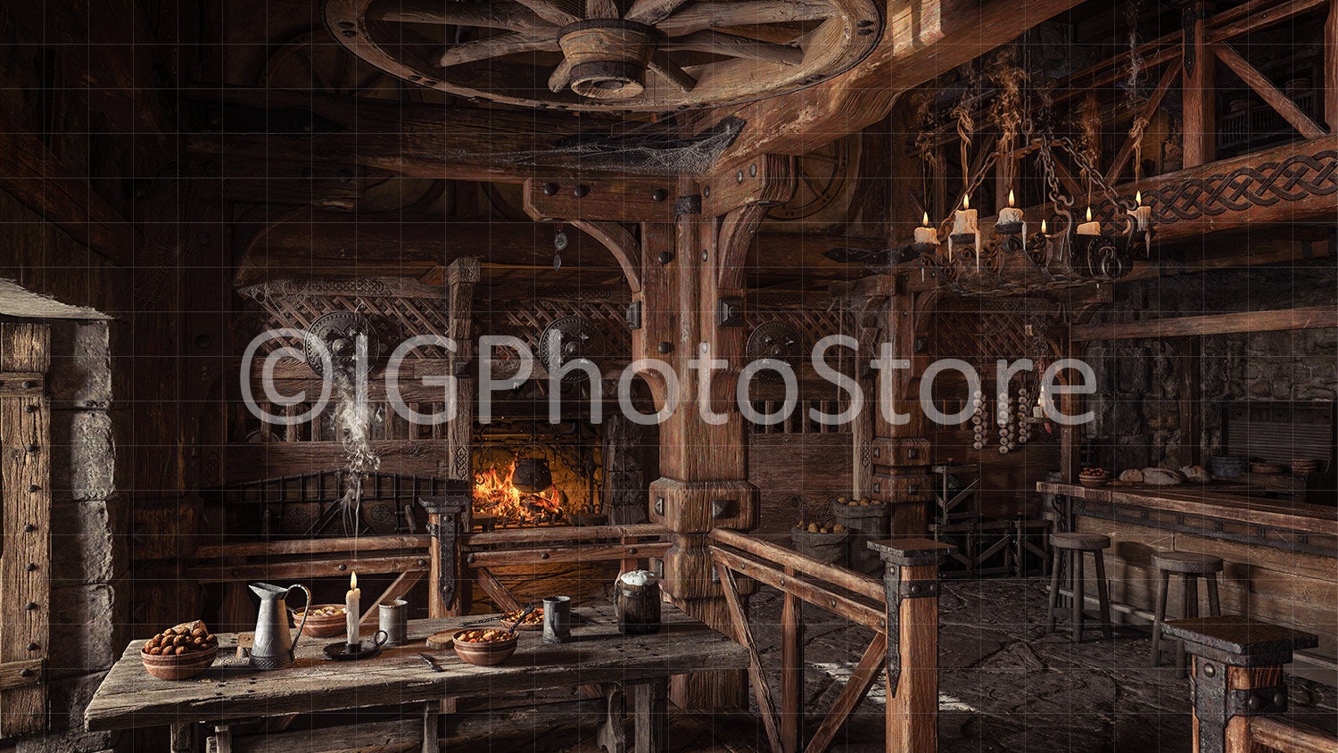 Medieval Inn Digital Backgrounds, 5 Fantasy Tavern Digital Backdrops ...