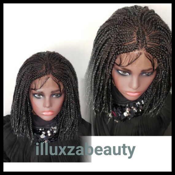 4x4 Closure Cornrow Braided Wig Color 1b White Etsy