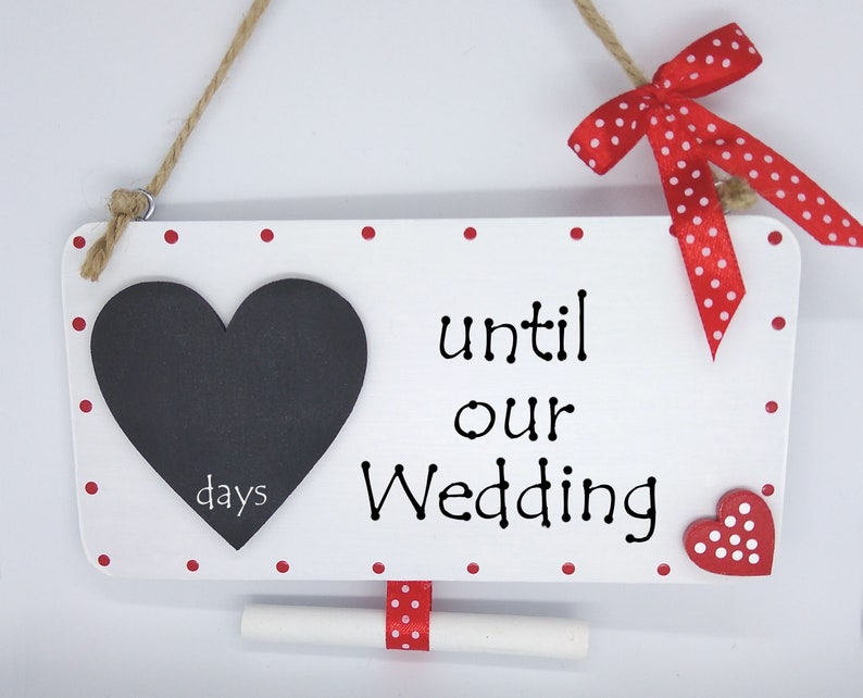 Wedding countdown until our wedding chalkboard sign plaque RED | Etsy