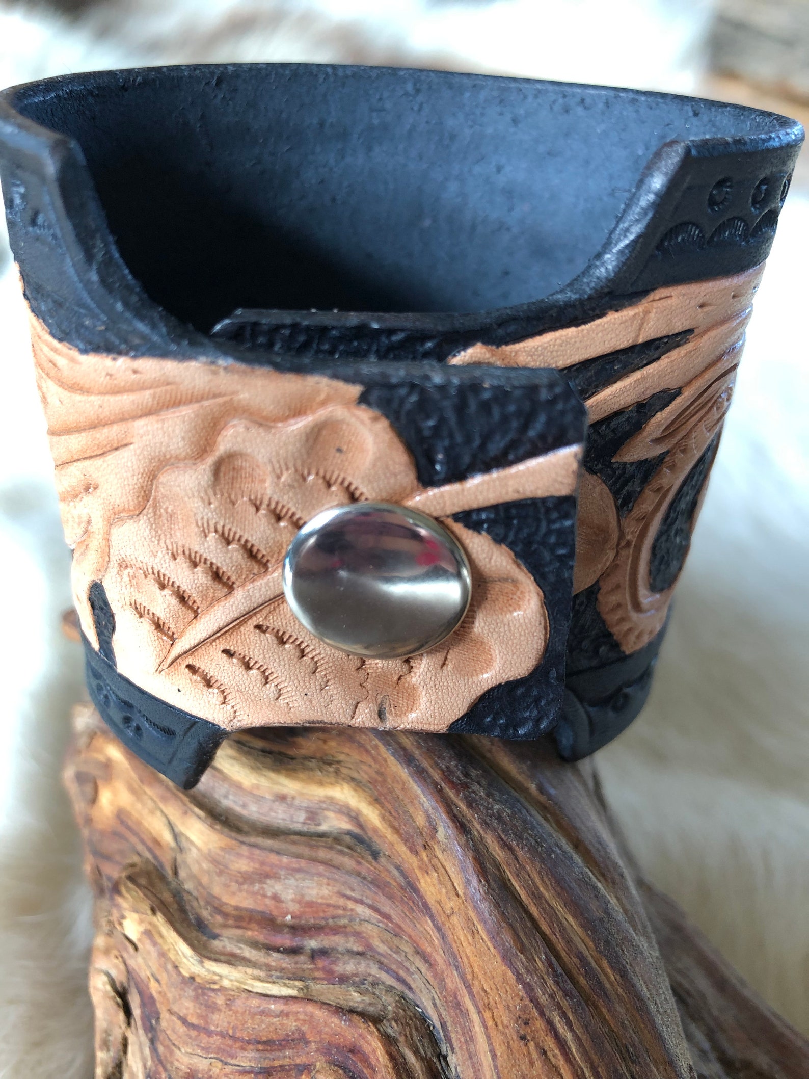 Hand Tooled Leather Cuff Bracelet Etsy