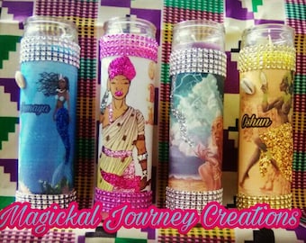 Yemaya, Oya, Oba & Oshun Orisha 3-Day Candle Set