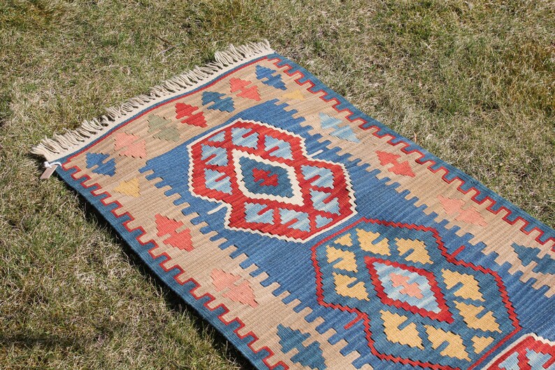 Rustic Rug Runner Hallway Kilim Runner 2'1 X 6'3 Oil Green Traditional