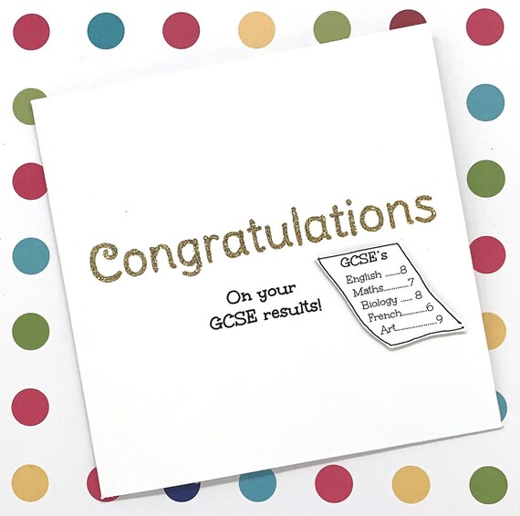 CONGRATULATIONS ON YOUR EXAM RESULTS CARD GCSE A LEVEL WELL DONE PASSED STUDY