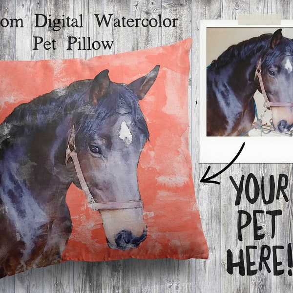 CUSTOM ORDER Pet Pillow, Personalized Horse Pillow, Horse Lover Gift, Horse Portrait, Custom Pet Pillow, Pet Loss Gift, Pet Memorial Gift