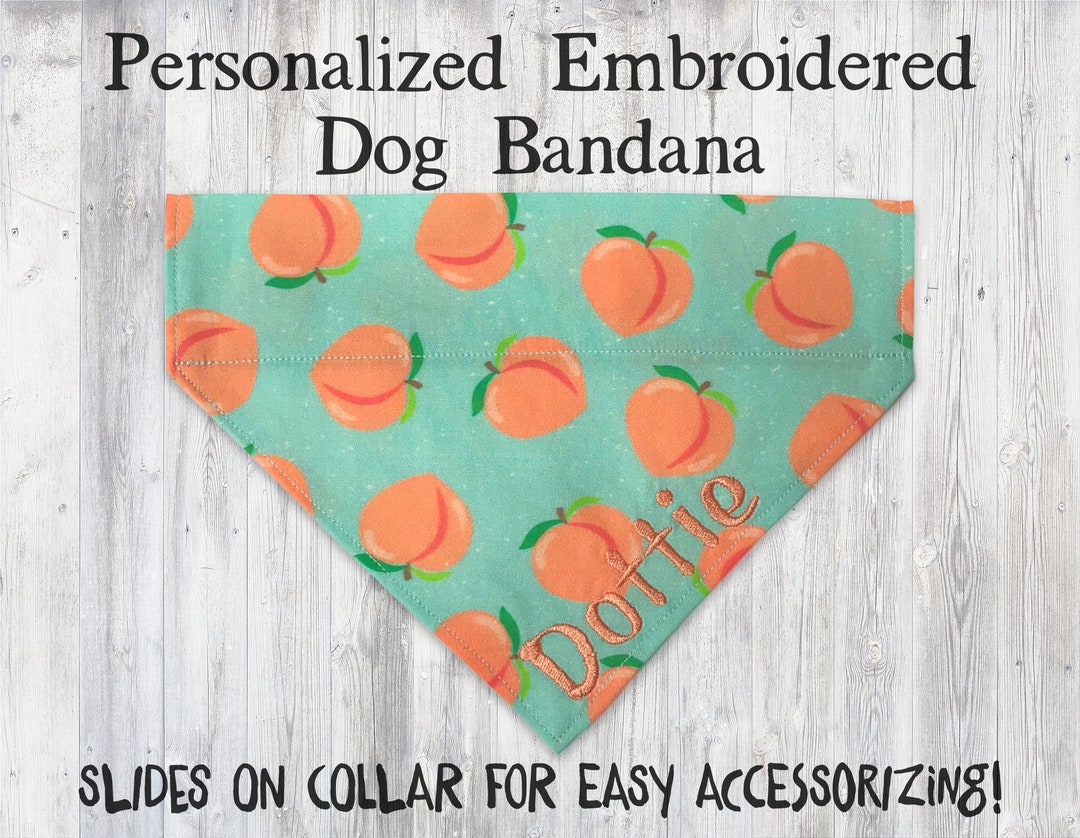 Buy Personalized Embroidered Peaches Dog Bandana, Over the Collar