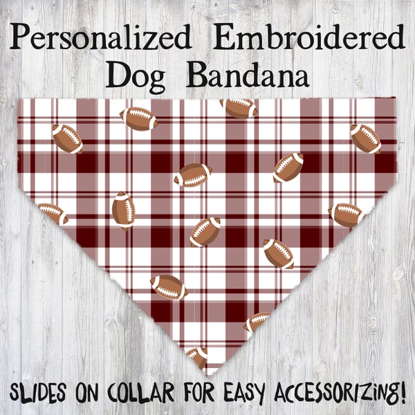 Personalized Embroidered, Texas A&M Plaid Dog Bandana, Over the Collar, Monogram Bandana, Bandanna, Dog Scarf, Animal Neckwear, Dog Mom