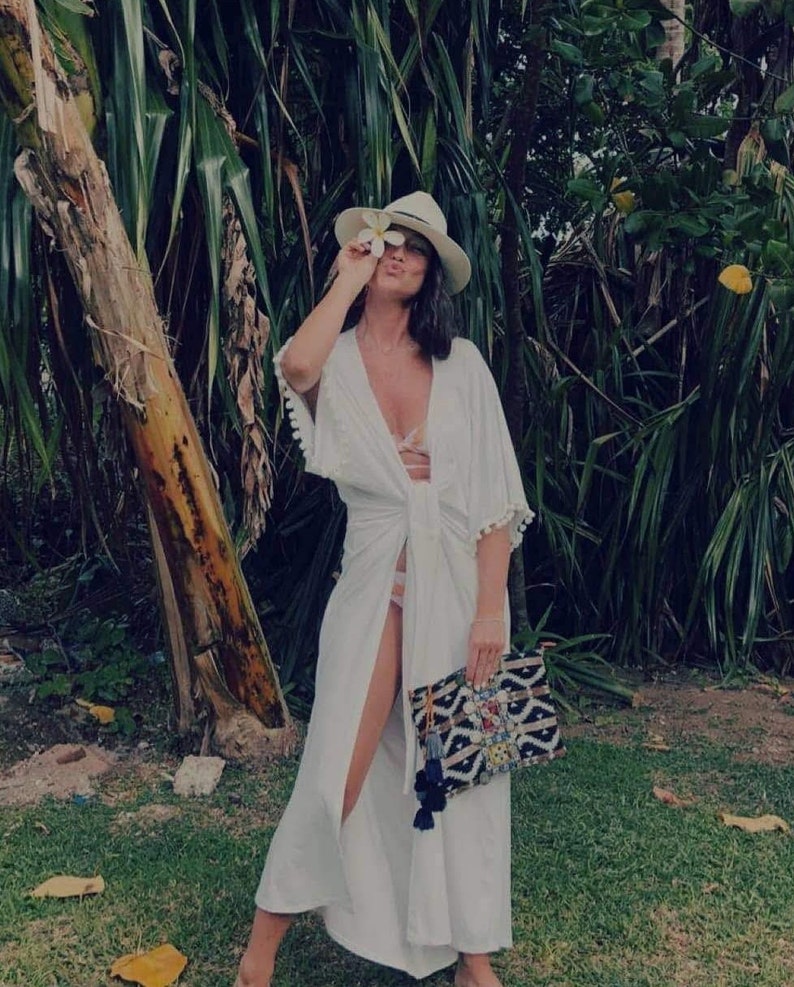 white kimono style dress