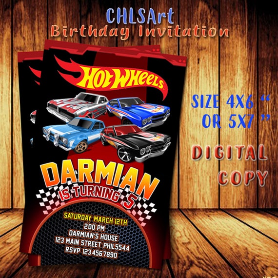 Hotwheels Invitation Hotwheels Birthday Invitation Hotwheels Etsy
