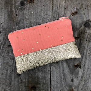 Monedero de gasa de algodón color coral