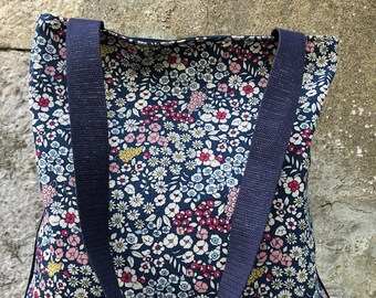 Totebag Fleurs marine