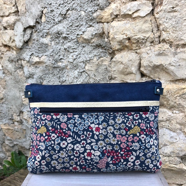 Pochette Fleurs marine