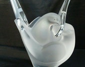 Vintage Lalique Crystal France Sylvie Entwined Dove Bird Frosted Large Vase Sculpture Mint Condition Love Birds Greta Present Gift