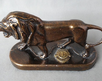 Vintage Solid Brass Lion King Jungle Figure Figurine African Safari Paperweight