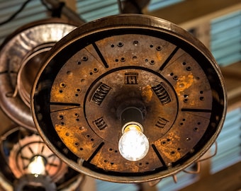 Rustic Vintage 1930's Clutch Plate Drop Light