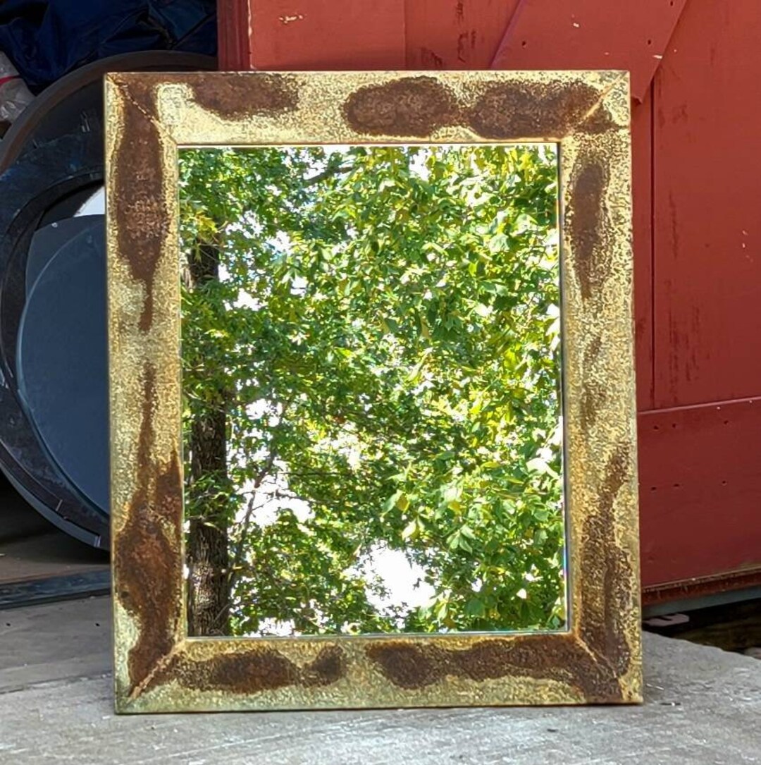 Rustic Aged Metal Rectangle Mirror. Each Mirror is Artist Hand Etsy