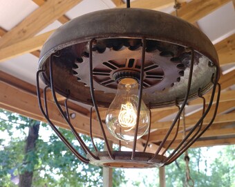 Rustic Vintage Chicken Brooder 34 Disk Drop Light - Etsy