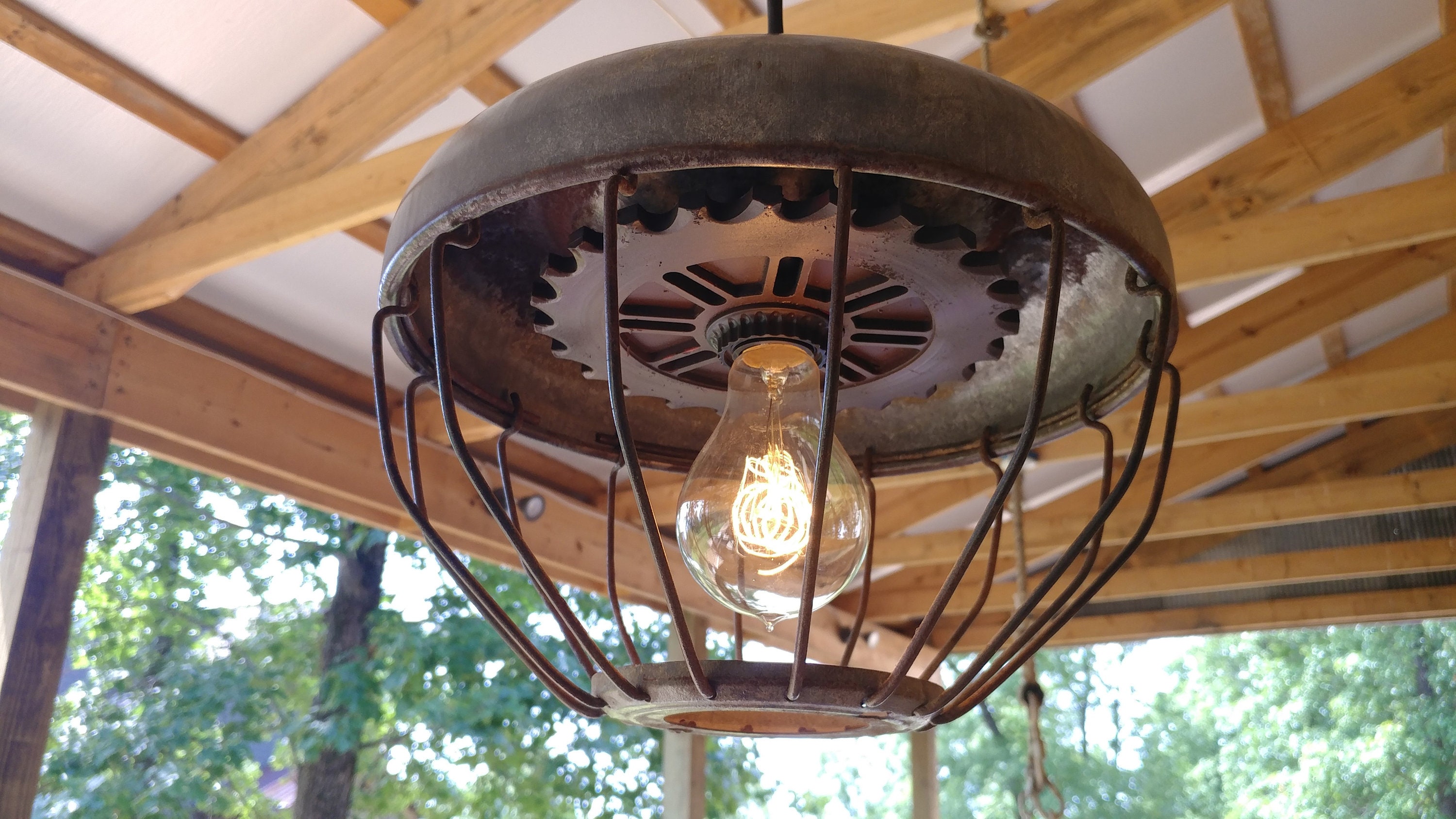 Rustic Chicken Feeder Light Etsy