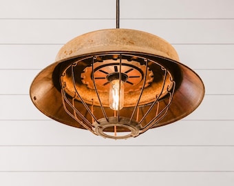 Rustic Turkey & Chicken Feed Bowl w/Seed Planter Plate Pendant