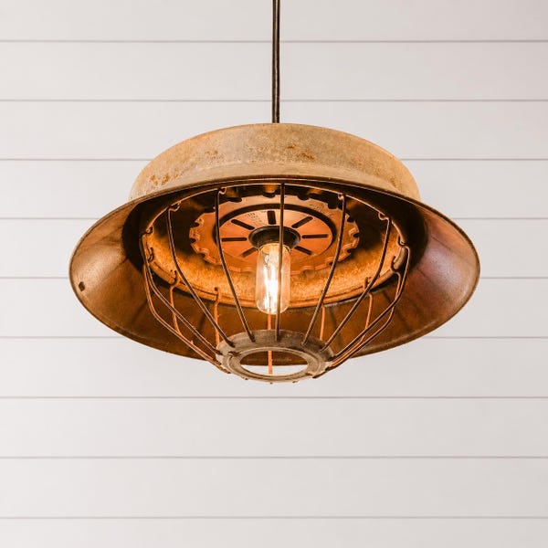 Rustic Turkey & Chicken Feed Bowl w/Seed Planter Plate Pendant