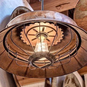 Rustic Turkey & Chicken Feed Bowl w/Seed Planter Plate Pendant