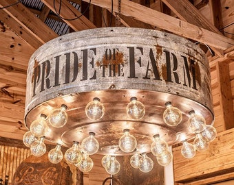 Rustic Vintage Pride of the Farm Hog Feeder Chandelier I