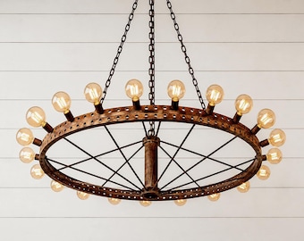 Rustic 60 inch Irrigation Wheel Light