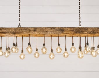 Rustic 120 inch 1800s Hand-hewn Farm Beam Light