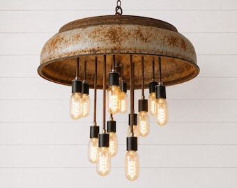 Rustic Vintage Turkey Brooder 25" Disk Drop Light