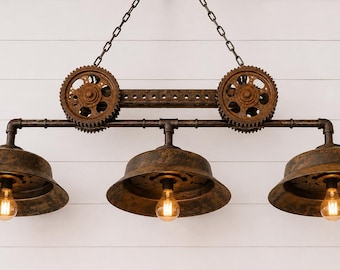 Industrial Triple Turkey Bowl w/Windmill Gears Light