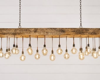 Rustic 1800s hand-hewn 96 inch Farm Beam Light