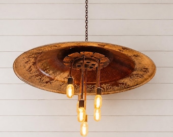 34" Rustic Vintage Brooder Disk w/Packer Wheel Light