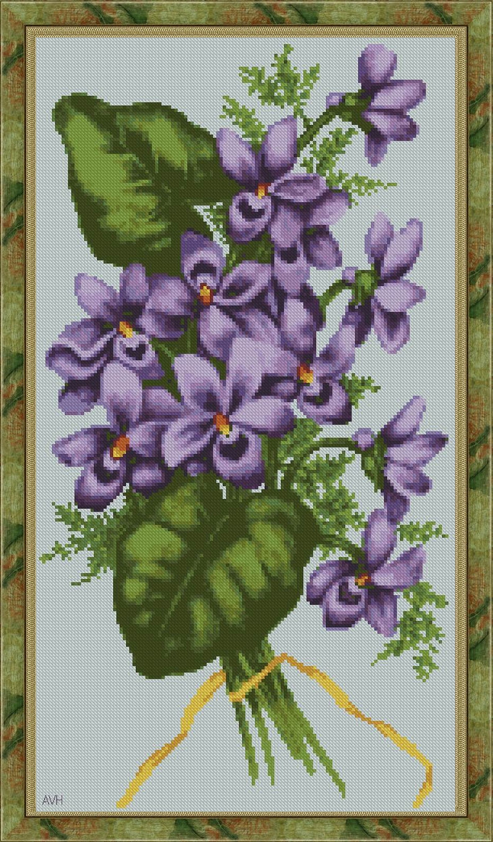 Bouquet of Violets Cross Stitch Pattern in PDF Cross Stitch Etsy
