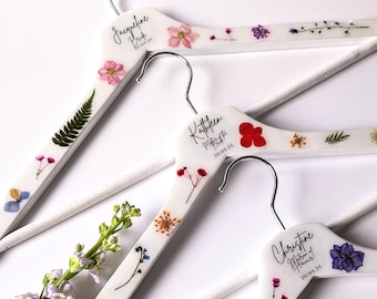 Personalised Wedding Botanical Hangers, Floral Bridal Hangers, Bridesmaids Hangers