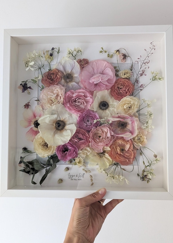 Wedding Bouquet Preservation in Wooden Frame, Gift for Bride, Wedding Gift - DEPOSIT ONLY, United Kingdom ONLY