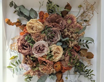 Wedding Flowers Bouquet Preservation in Shadow Box Wooden Frame, Gift for Bride, Wedding Gift