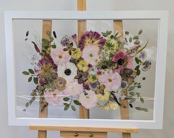 Wedding Bouquet Preservation in Wooden Frame, Personalized Gift for Bride, Wedding Gift