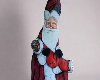 Hand-Painted Santa With Stocking (35in)