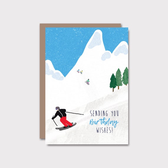 Ski Slopes Card Ski Card Skiing Birthday Card Birthday | Etsy