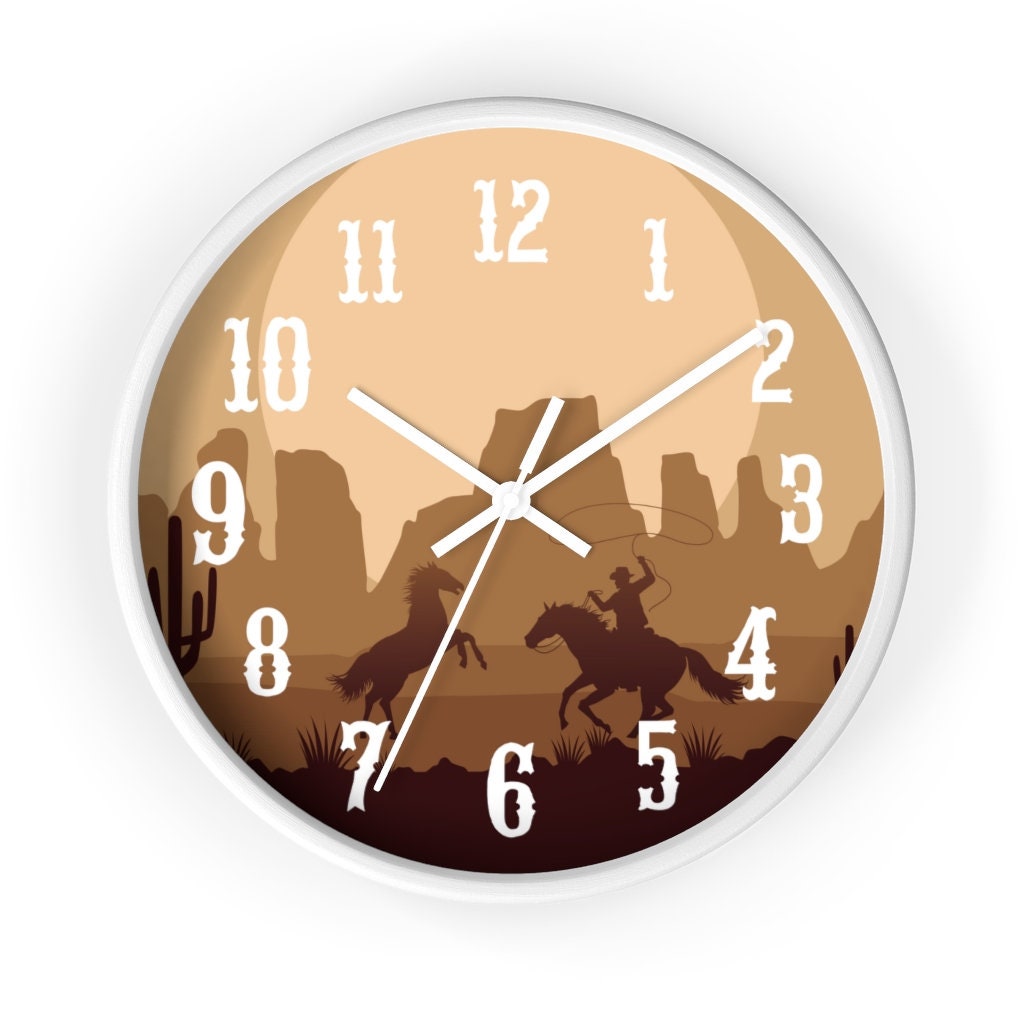 Western Wall clock - Office - Rustic - Wall Decor - Cowboy