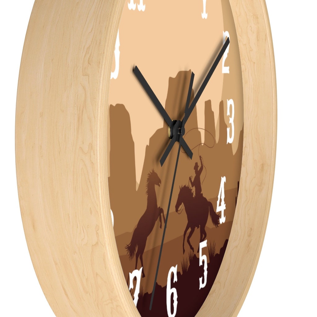 Western Wall clock - Office - Rustic - Wall Decor - Cowboy